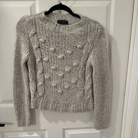 Sweaters - Chunky Fisherman Cropped‎ Cable Knit Sweater Women Sz 42  Med Pullover Oatmeal